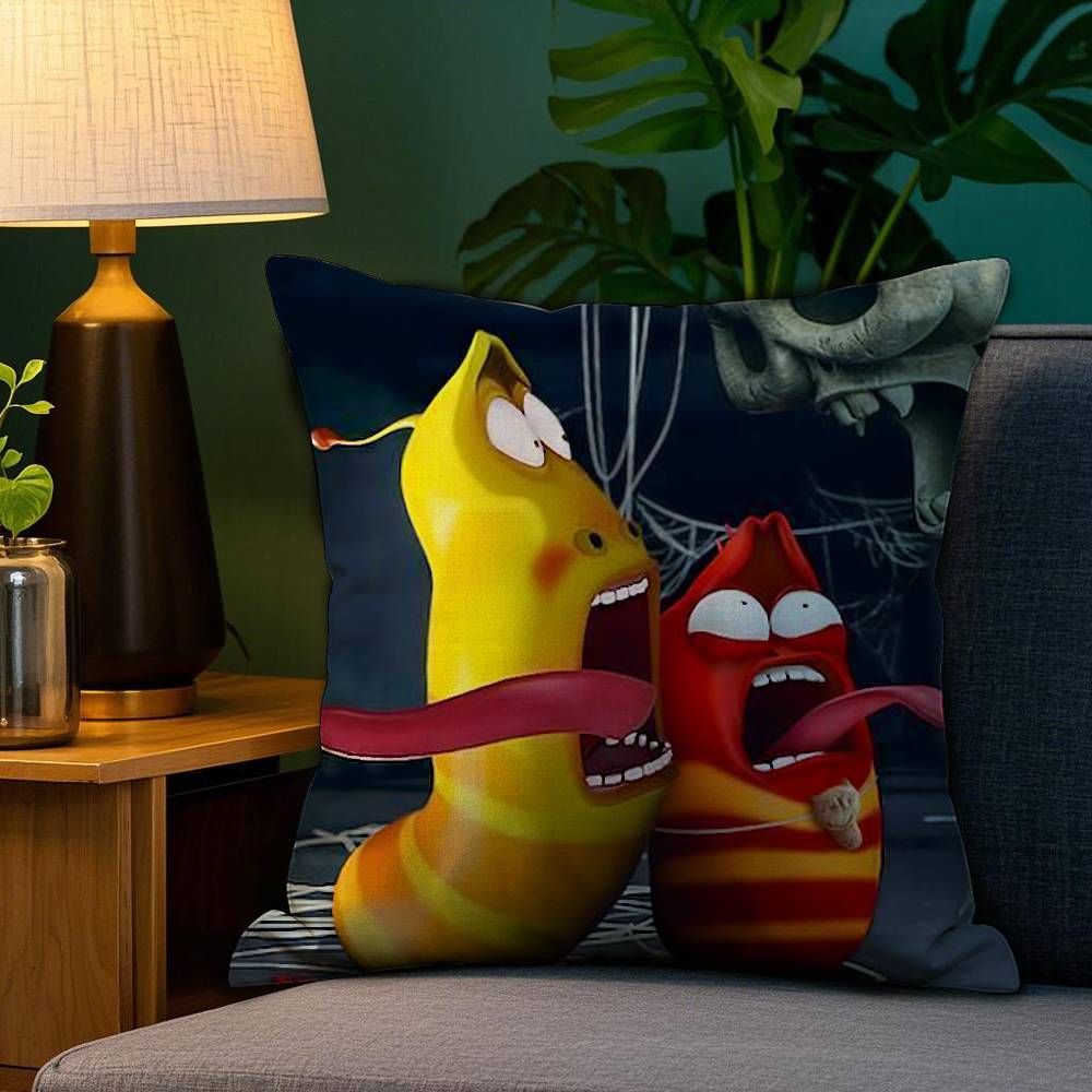 Funny L-Larva Cartoon Pillow Case Plush Fabric Soft Double Sided Print Sofa Cushion Cover Throw Pillow Covers