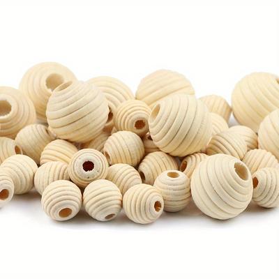 100 STÜCKE Runde Holz-Abstandshalterperlen mit Gewinde Umweltfreundliche Naturfarbene Holzperle Bleifreie Kugel DIY Schmuck Bastelzubehör