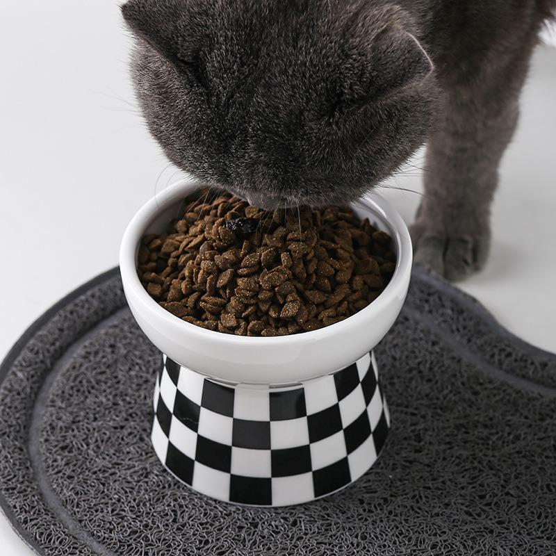 Ceramic High Foot Pet Bowl Cat Food Bowl Protects Cervical Vertebrae Pet Supplies