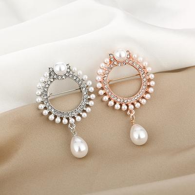 National Pearl Rhinestone Brooch Women'S Versatile Cardigan Sweater Jacket Corsage Pin Accessories