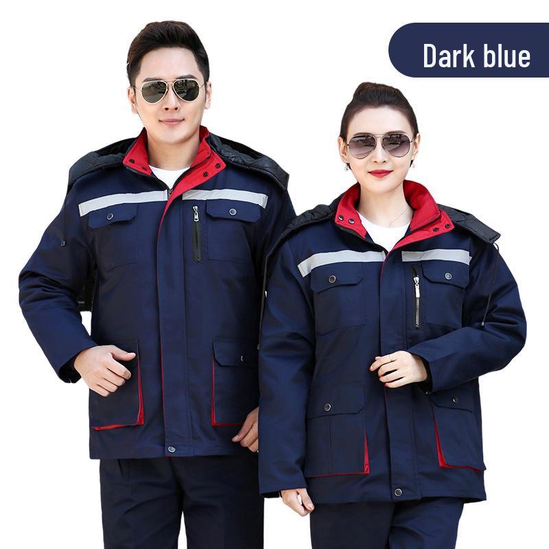 

Winter Workwear: Cotton Jacket & Pants with 3D Pockets for Cold Protection L темно-синий