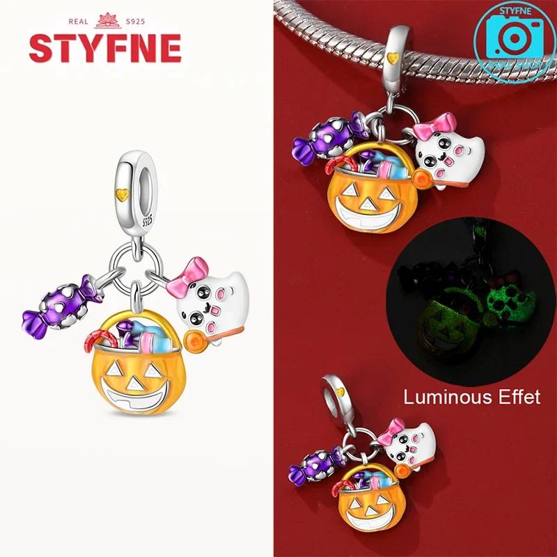 Copper Original New Halloween Series Luminous Skull Beads Fit Bracelet Diy Charm For Women Jewelry Fashion Giftcopper