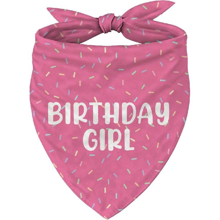Happy Birthday Dog Bandana, Pink Birthdays Party Pet Scarf, Adjustable Triangle Dog Bandana for Small and Medium Dogs, Fun Party Dogs Accessory for