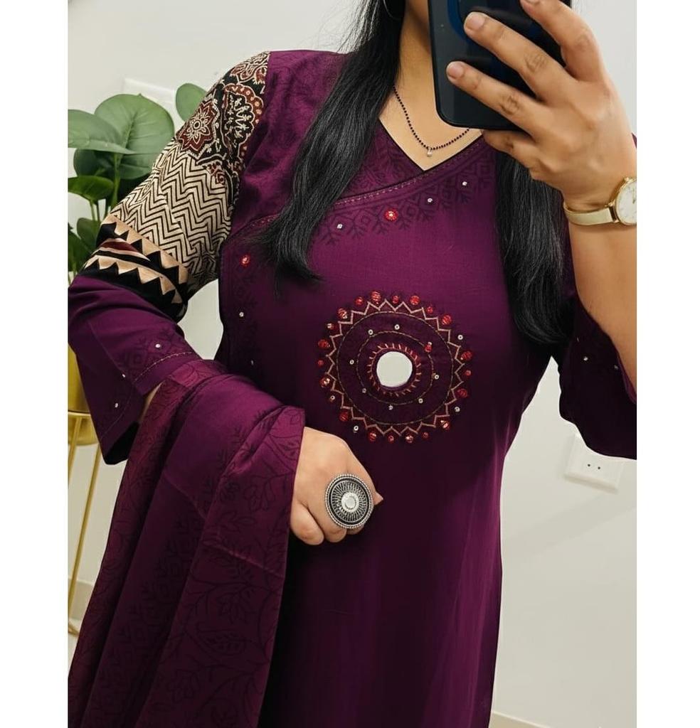 Damen Designer Top Tunika Kurta Hose Dupatta Set Indisches Bollywood Baumwolle Salwar Anzug