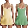 Foreign Trade New Belt Chest Pad Yoga One-Piece Skirt Color Matching Pleated Skirt High Elastic Quick-Drying Anti-exposure Golf Tennis Skirt