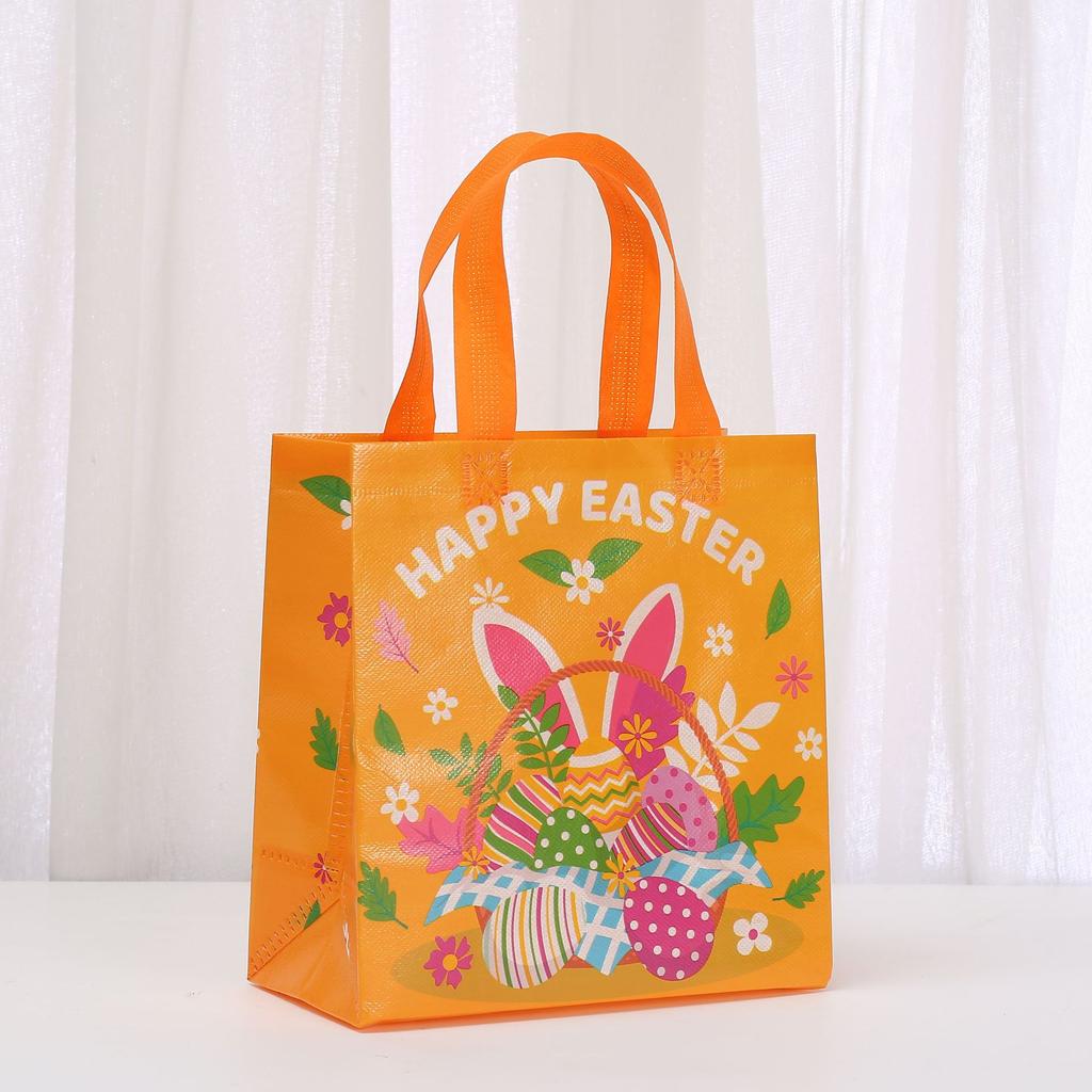 12/30pcs Easter Celebration Non Woven Tote Bags Eco-Friendly and Reusable Bunnies Eggs Florals Pattern Candy Container