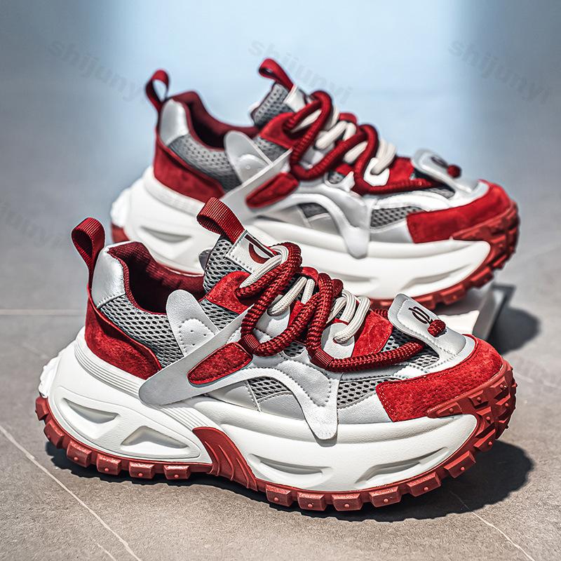 Fashion Men's Mesh Breathable Low Top Thick Soled Casual Shoes 2025 Autumn Fashion Trend Versatile Comfortable Non Slip Chunky sneakers