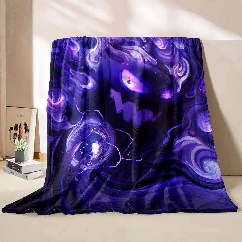 Halloween Gengar Printed Blanket Children Adult Blanket Soft and Warm Bedding for Bed Sofa Outdoor Travel Cover Blanket