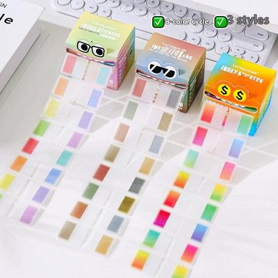 128Sheets/Box Drawer-Style Pull-Out Pearlescent Paper Sticky Transparent Colorful Marking Notes Memo Pad Note Marking Supplies