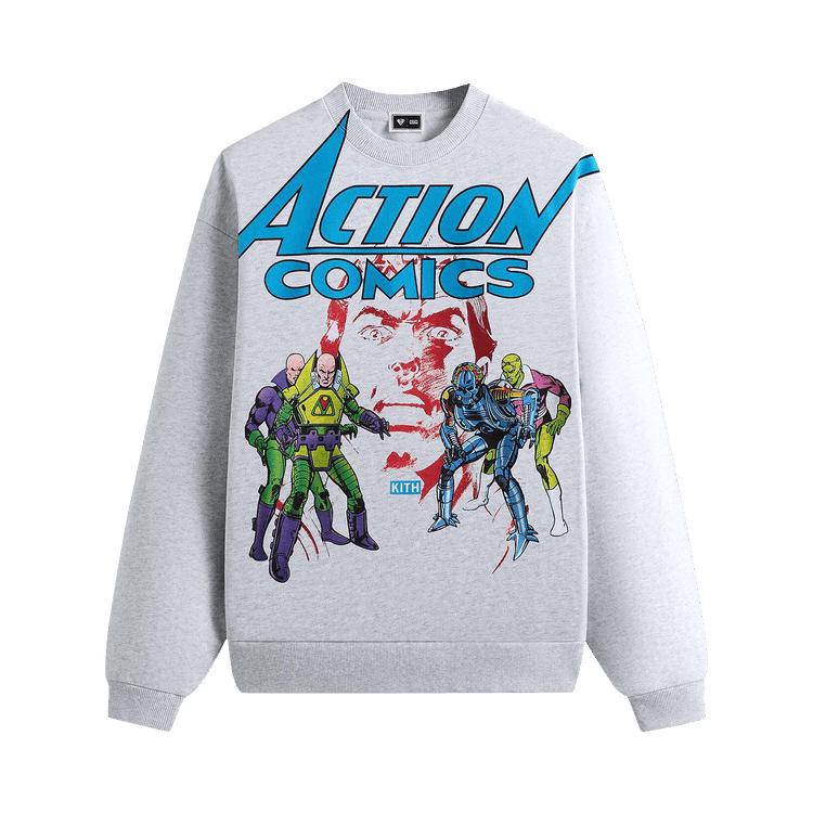 

Kith x Superman Action Comics Nelson Crewneck Light Heather Grey Unisex Tops KHM033854-002 L
