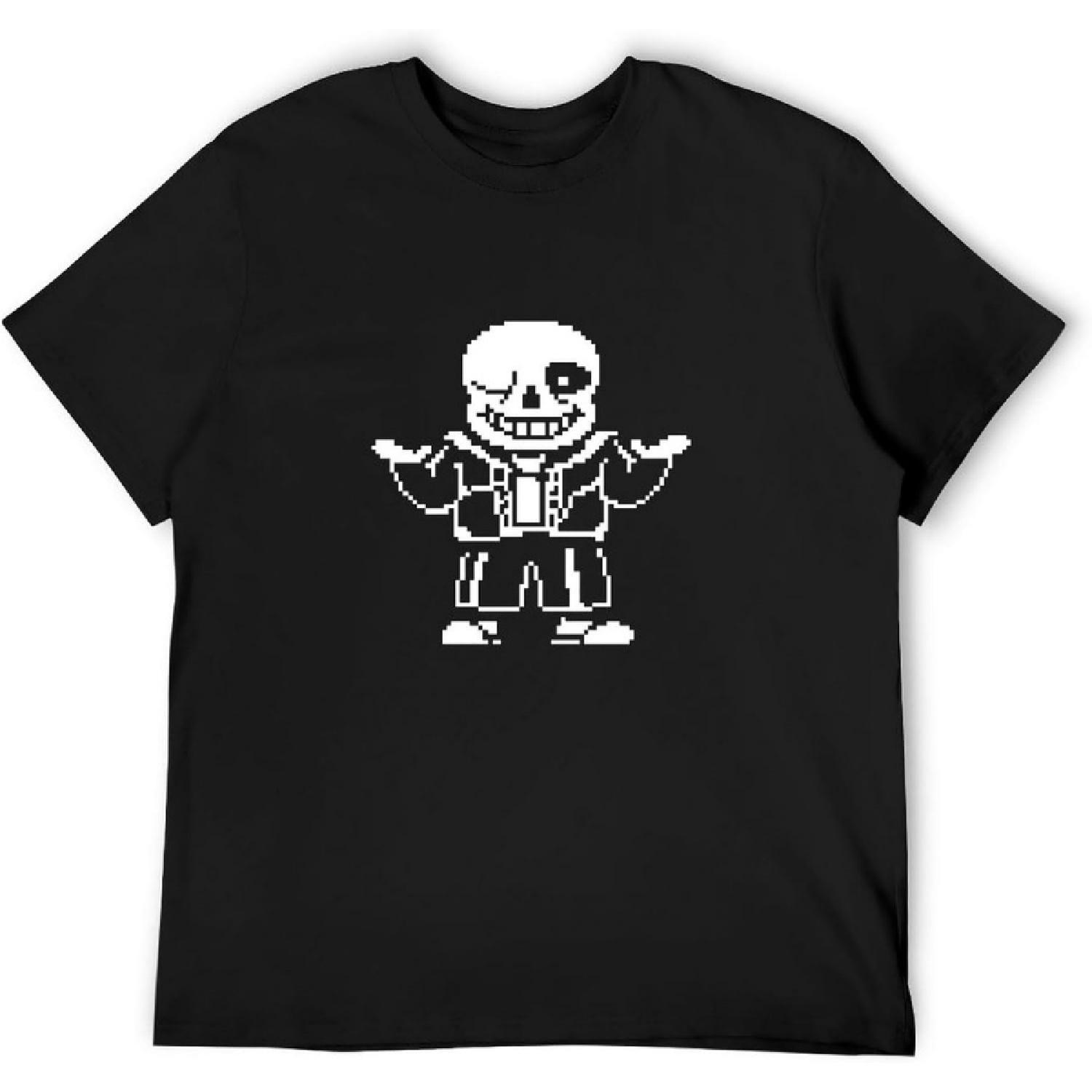 Мужская футболка UUS HOMME Мягкая на ощупь Персонажи Undertale Sans Классический стиль Видеоигры для молодежи S чёрный