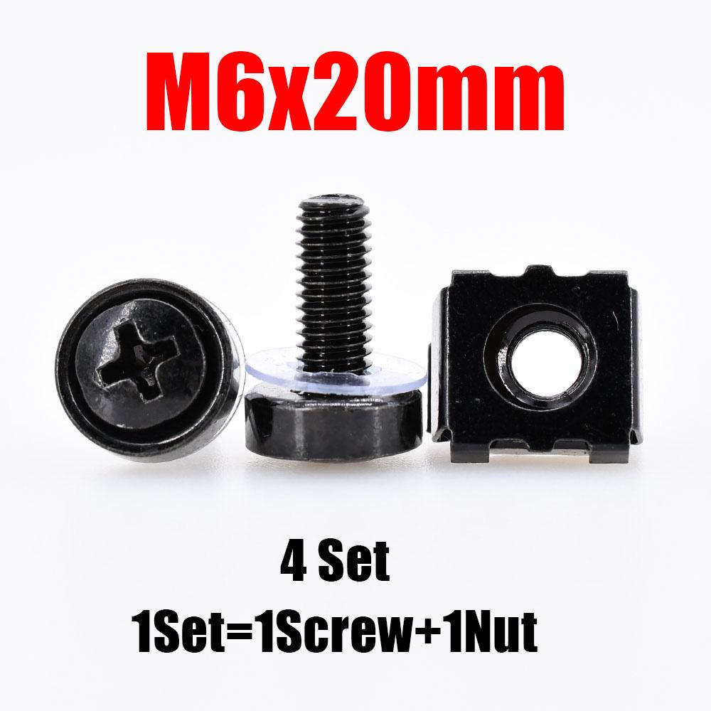 

Phillips Screw For Rack Mount Server Cabinet Shelves Bolts With Washer Metric Threaded Cage Nut Screws Kit M6x16mm M6x20mm 4Set