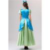 Women Princess Costume Puff Sleeve Square Neck Long Dress with Bow Headband for Halloween Party Cosplay