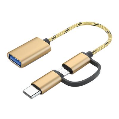 Goldenes USB 3.0 OTG-Kabel A auf Typ C Micro-Adapter Multifunktionales Tragbares USB auf Typ C Kabel