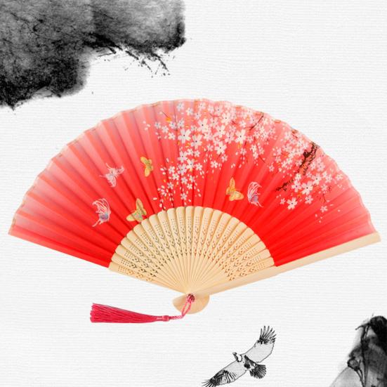 Photography Props Chemical Fiber Cloth Cute Not Easily Deformed Wedding Party Folding Handheld Fan Chinese Fan