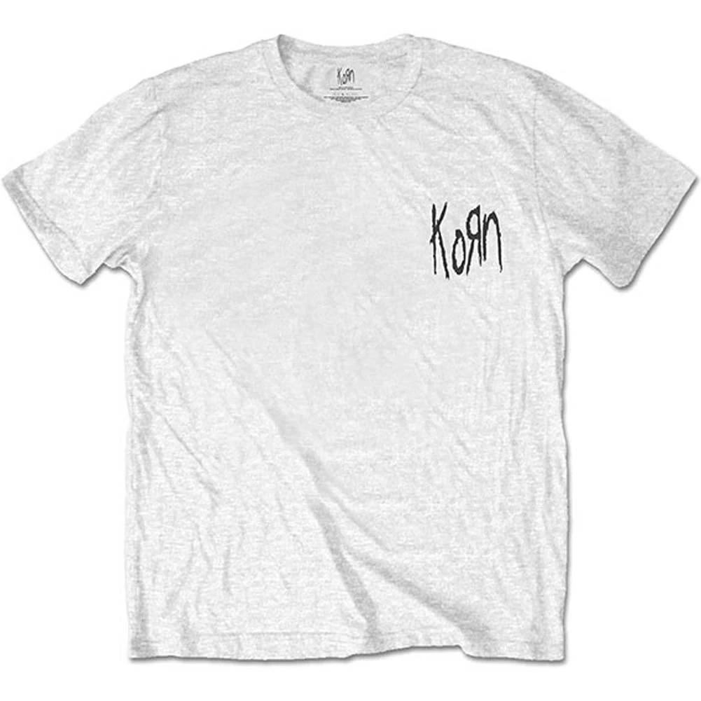Men s Korn Scratched Type (Back Print) Slim Fit T-shirt XX-Large White L