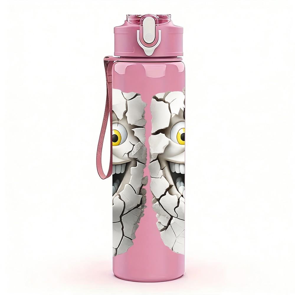 1PC Twin Ghost Funny Halloween Cartoon 750ml Color Plastic Sports Water Bottle Leakproof Flip Straw Lid Suitable for Sports Office Home Use