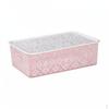 Decorative Storage Box Versatile Hollow Basket Stackable Lace Pattern Organizer Bin for
