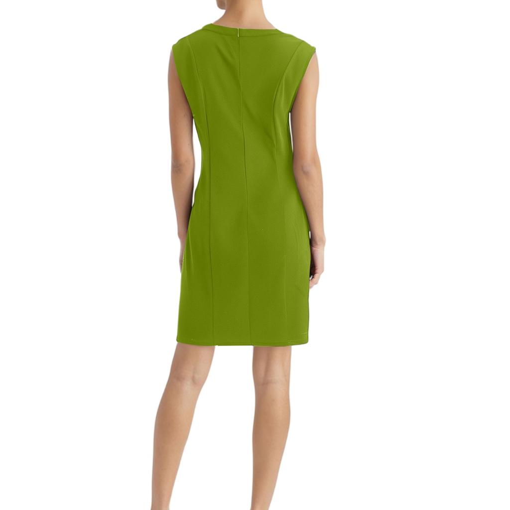 Women's Fashion Casual Double Breasted Round Neck Sleeveless Invisibility Zipper Dress