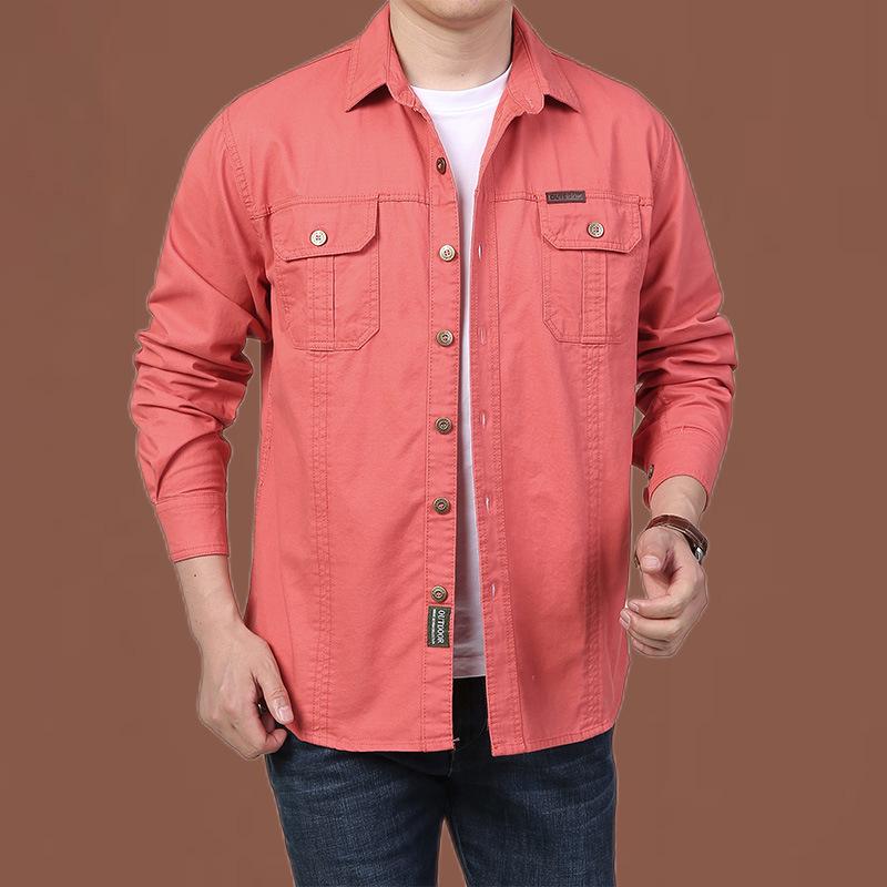 Men's Plus Size Casual Long-Sleeve Cotton Shirt - Spring/Autumn 2026 Collection