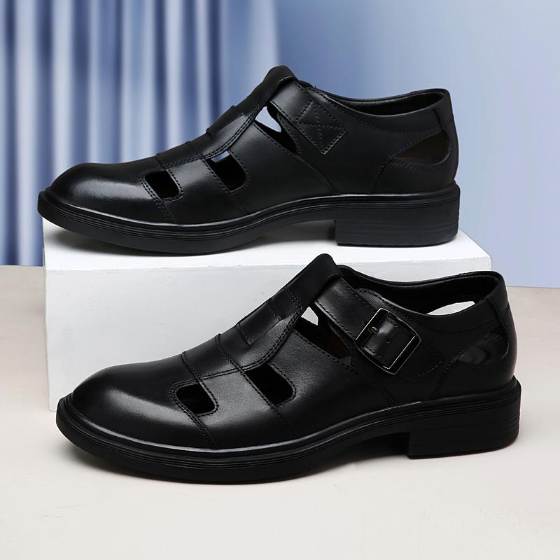 High End Brand Men's Genuine Leather Sandals Size 48 Mens Shoes New Platform Sandals Breathable Outdoor Camping Shoes Versatile