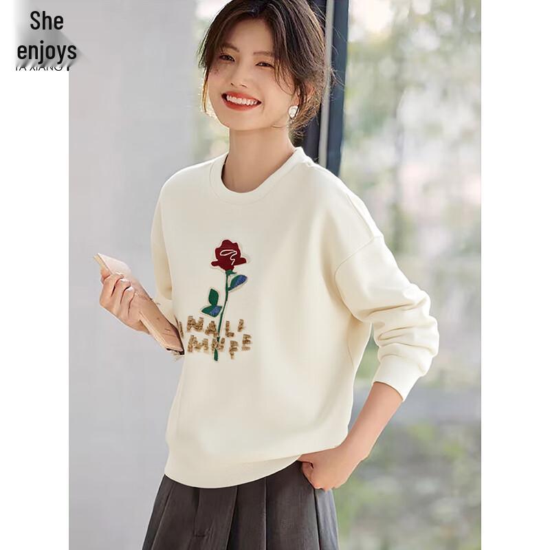 

Women s Embroidered Round Neck Sweatshirt L