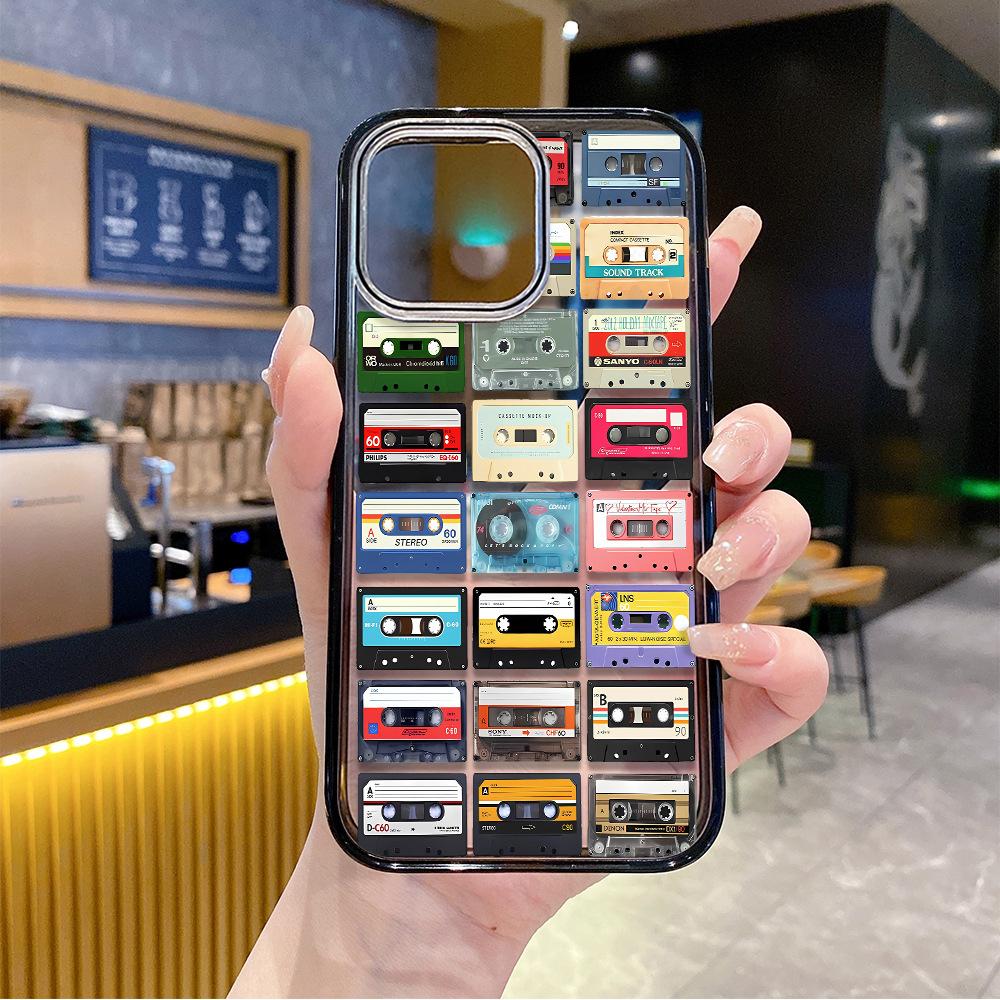 American retro tape mobile phone case Apple 15Pro acrylic magnetic suction MagSafe transparent iPhone17 anti-drop