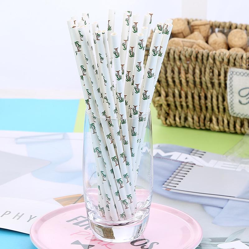 25Pcs Coconut Tree/Turtle Leaf /Cactus Drink Juice Paper Straws Children Birthday Party Decorations