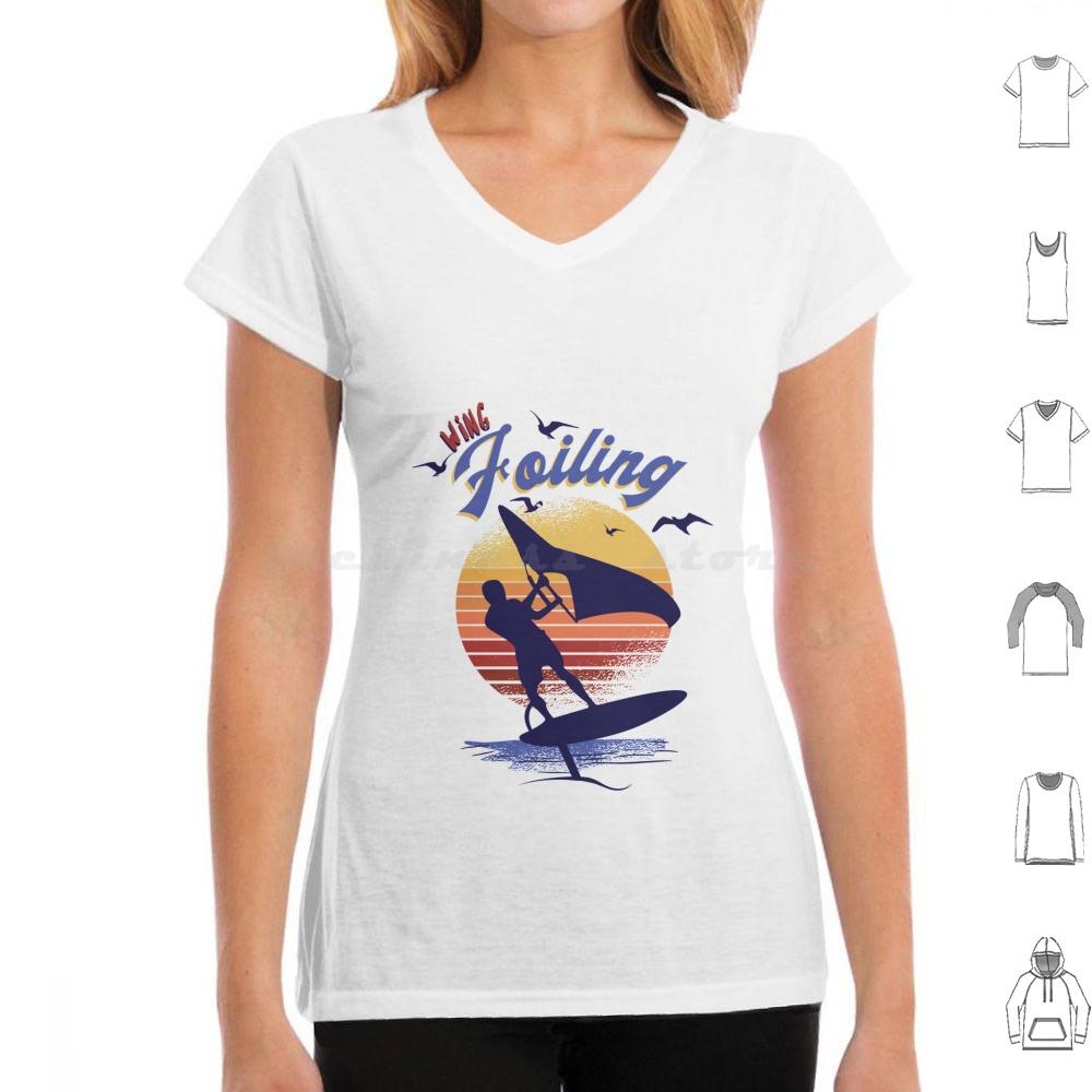 Wing Foiling Surfing Surfer Gift T Shirt Cotton Men Women DIY Print Wing Foiling Wing Foiling Surfing Surfer Idea Vintage Surf