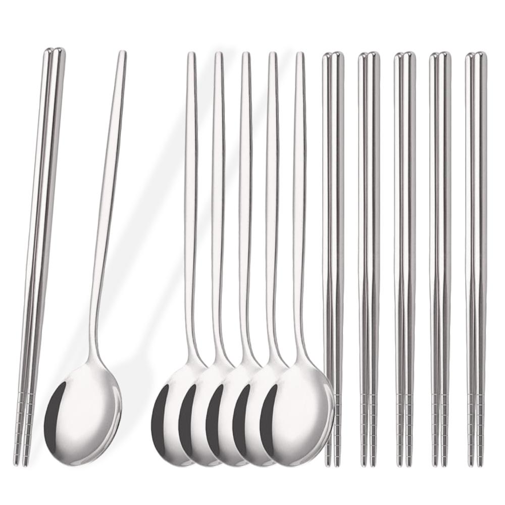 12Pcs Household Black Gold Cutlery Set Flatware Chopsticks Spoon Stainless Steel Dinnerware Set Luxury Korean Tableware Set