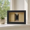 Double-layer Mirror Frame Wooden Backrooms Style Night Light, Infinite Effect Tabletop Lamp, Matte Black Solid Wood Photo Box Dustproof Ambient Light