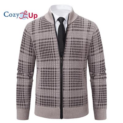 Men's Slim Fit Full Zip Up Stand Collar Casual Knitted Sweaters Cardigan with Pockets