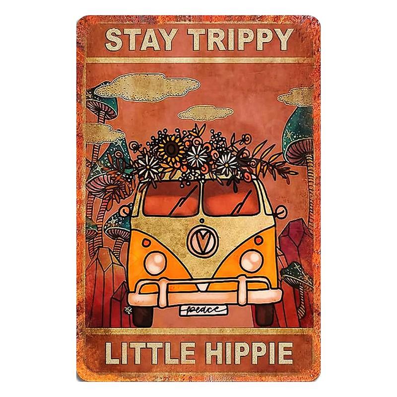 Inspirierende Sprüche auf Blechschildern, Retro-Wandkunst, Sei gut zu dir selbst, Vintage-Hippie-Mädchen, Poster für Zuhause, Garten