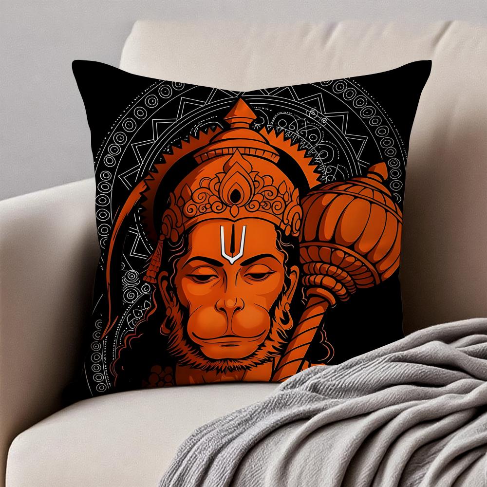 Classical traditional HHanuman Cushion Cover Pillowcase Antidustmite Invisible Zipper Short Plush Sofa Cushion