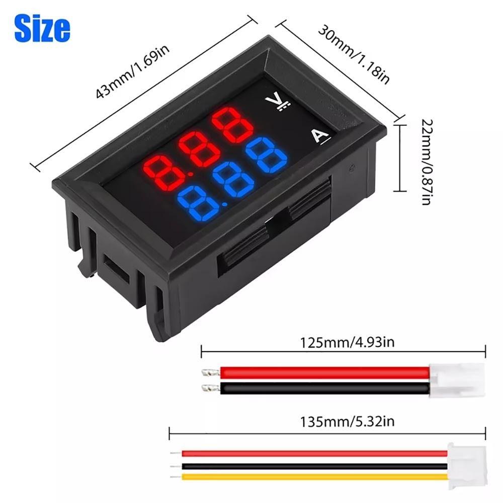 1Pcs Red Blue LED Display Digital Voltmeter Ammeter Electromobile Motorcycle Car