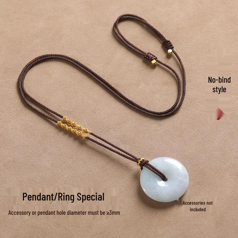 Hand-Woven Black Jadeite Gold Pendant Rope for Men & Women