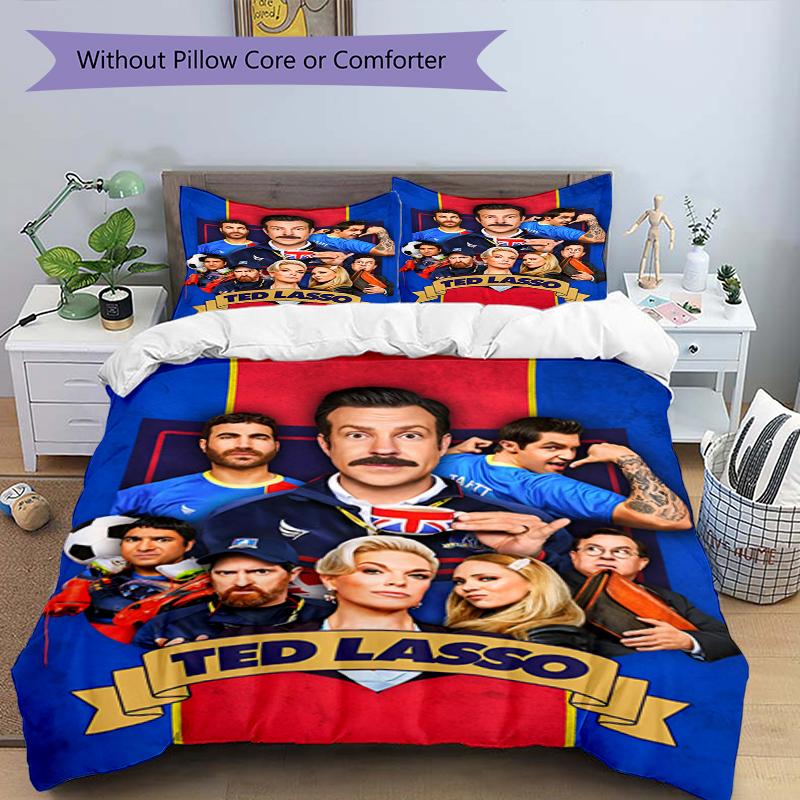 3pcs Ted Lasso Bedding Set Duvet Cover Closure Includes 1 Duvet Cover & 2 Pillowcases, Soft and Comfortable for All Seasons.