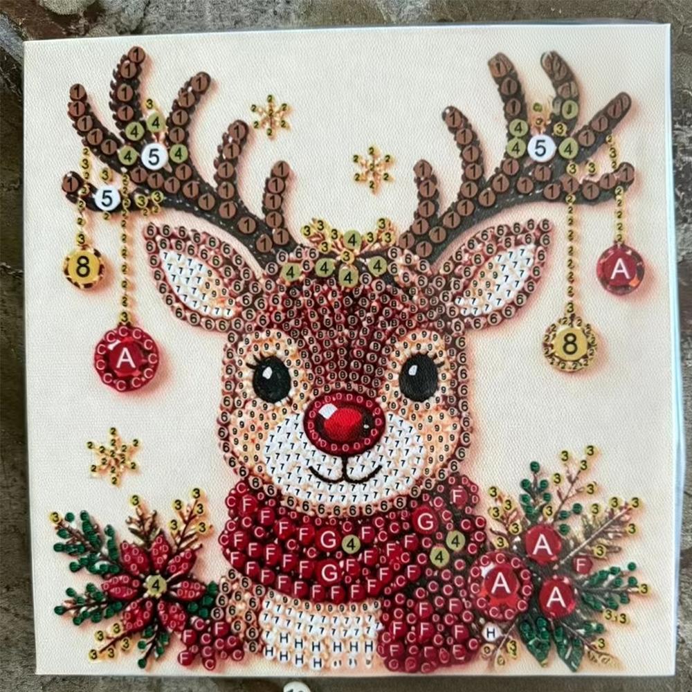 DIY Weihnachts-Perlen-Diamantmalerei Kunst-Set 3D Weihnachten Perlen-Bilder Bastel-Set für Anfänger Heimdeko Wandkunst Partygeschenk