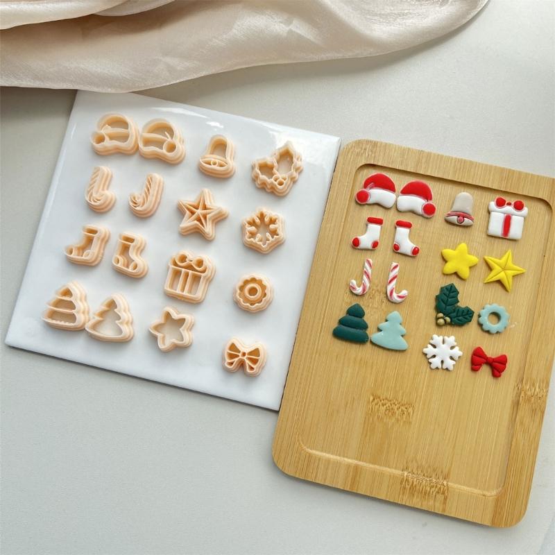 Christmas Tree Clay Cutter Christmas Clay Cutter Bows Clay Cutting Molds Easy To Use Clay Earring Cutter for Women Girls