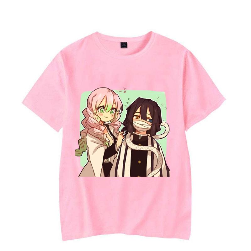 New Anime Kanroji Mitsuri Iguro Obanai Print T-shirts Women Men Summer Cool Short Sleeve Couple Y2K Casual T-shirts
