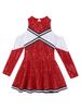 Girls Long Sleeve Dance Dress Off Shoulder Sequins Contrast Color Cheerleading Outfit