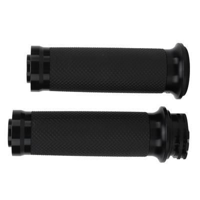 2 Stück Motorrad Handgriffe 25mm CNC Billet Aluminium Rutschfest Schwarz Universal für Fahrrad Motorrad