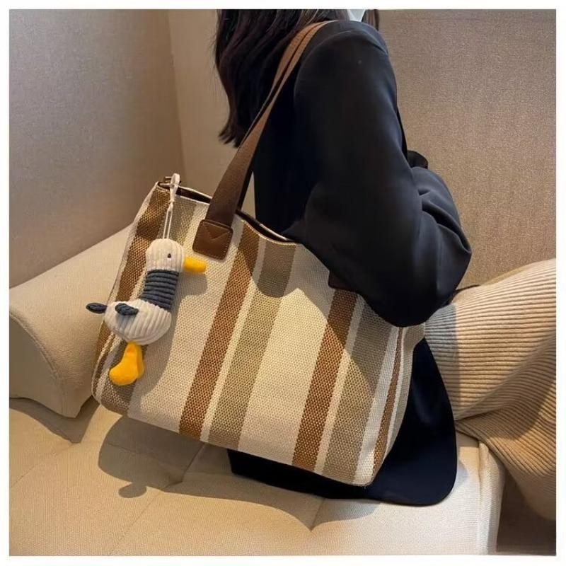 New Style Large-capacity Striped Single-shoulder Bag, Fashiable and Trendy Casual Handbag, Stylish Tote and Crossbody Bags sac