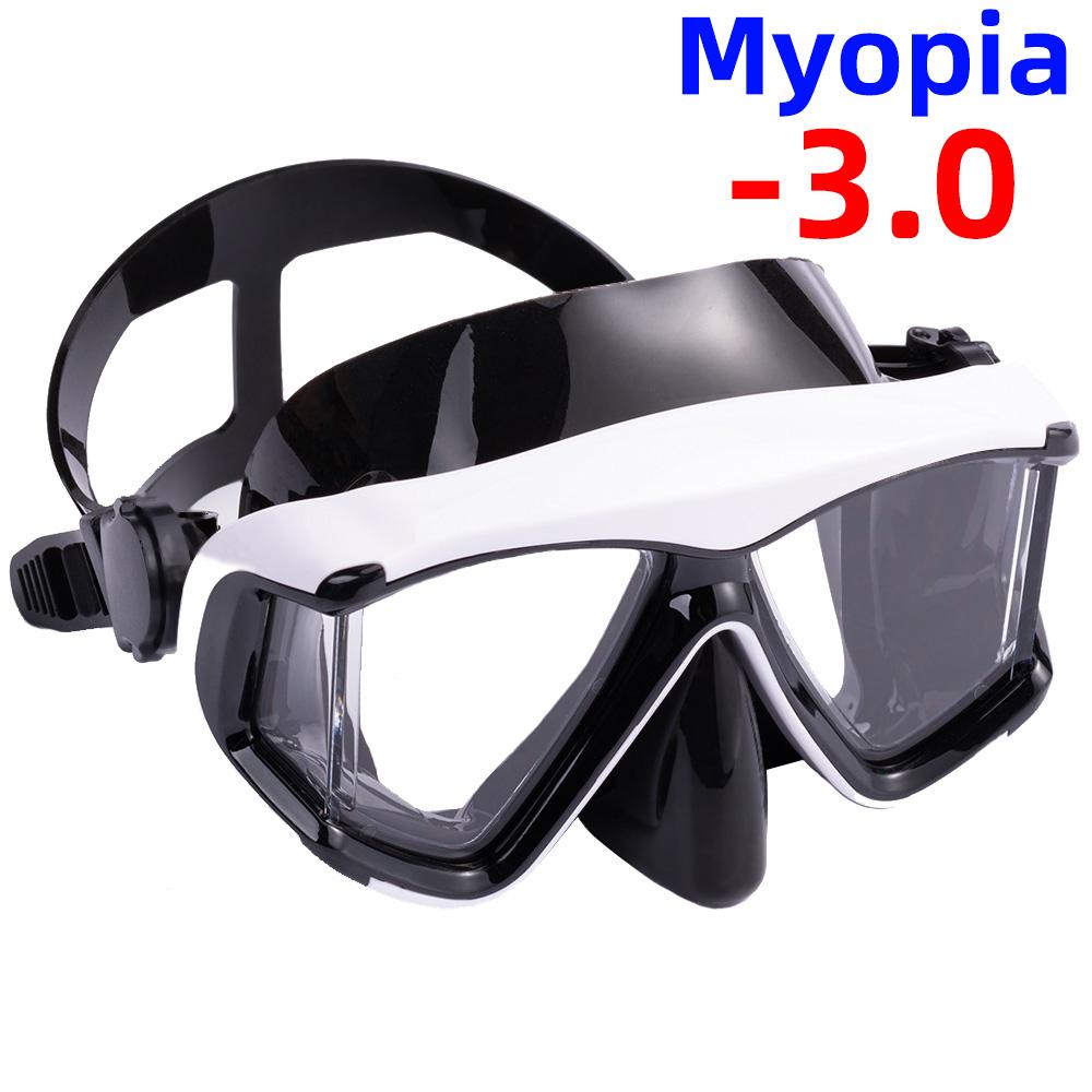 Optische Myopie-Schnorchel-Tauchmaske, Schwimmbrille, kurzsichtige Ausrüstung, Panorama-Weitsicht, Erwachsene, Jugendliche – 1,0 bis 6,0