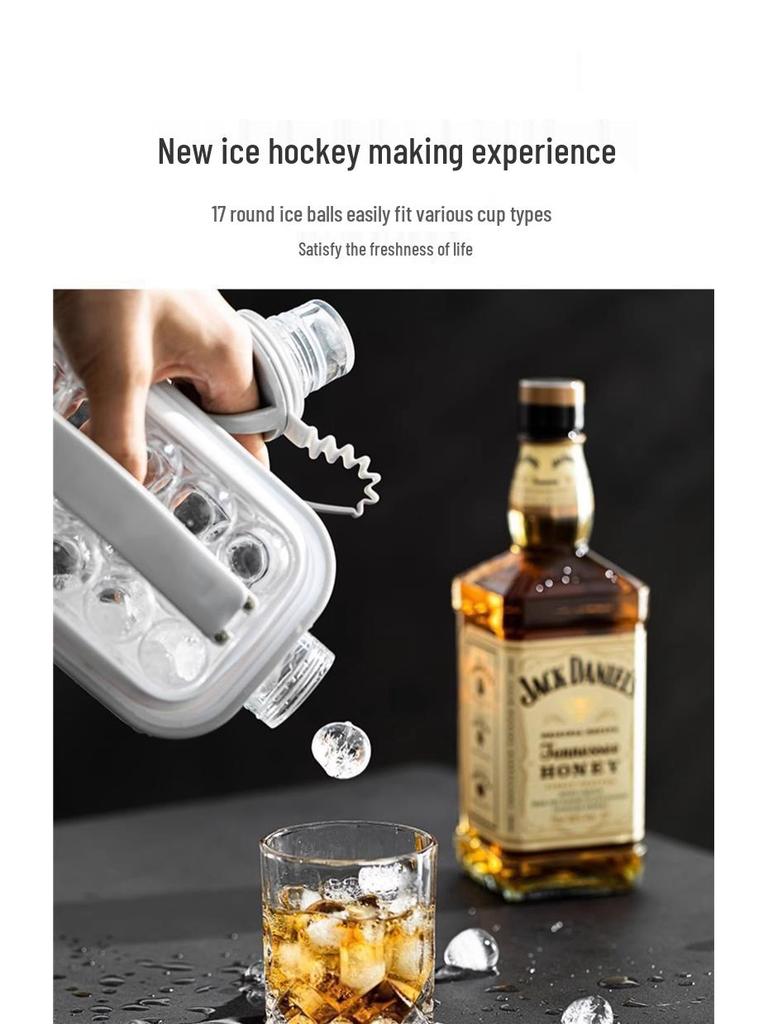 Ice Hockey Kettle: Dual Ice Cube Mold & Storage Box - Silicone Spherical Tray for Home Use