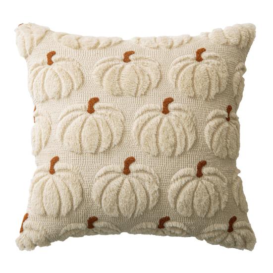 Decorative Pillow Case Embroidery Maple Leaves Pumpkin Pattern Pillow Cover Removable