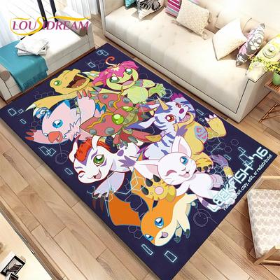 Dywan z kreskówki Digimon Adventure, duży, dywanik do salonu, sypialni, sofy, dekoracja, antypoślizgowa mata podłogowa 3D