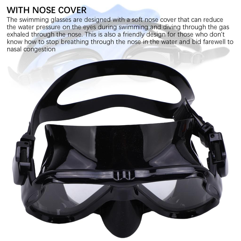 Swimming Glasses with Nose Cover Adults 180 Degree Clear View for Snorkeling Diving Pool Beach