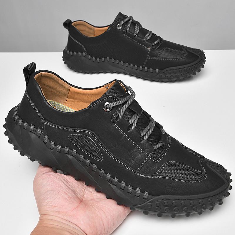 Fashion 2025 Luxury Casual Men Shoes Fashion Comfort Soft Leather Sports Flats Sneakers Versatile Lace-up Outdoor Walking Mens Shoes