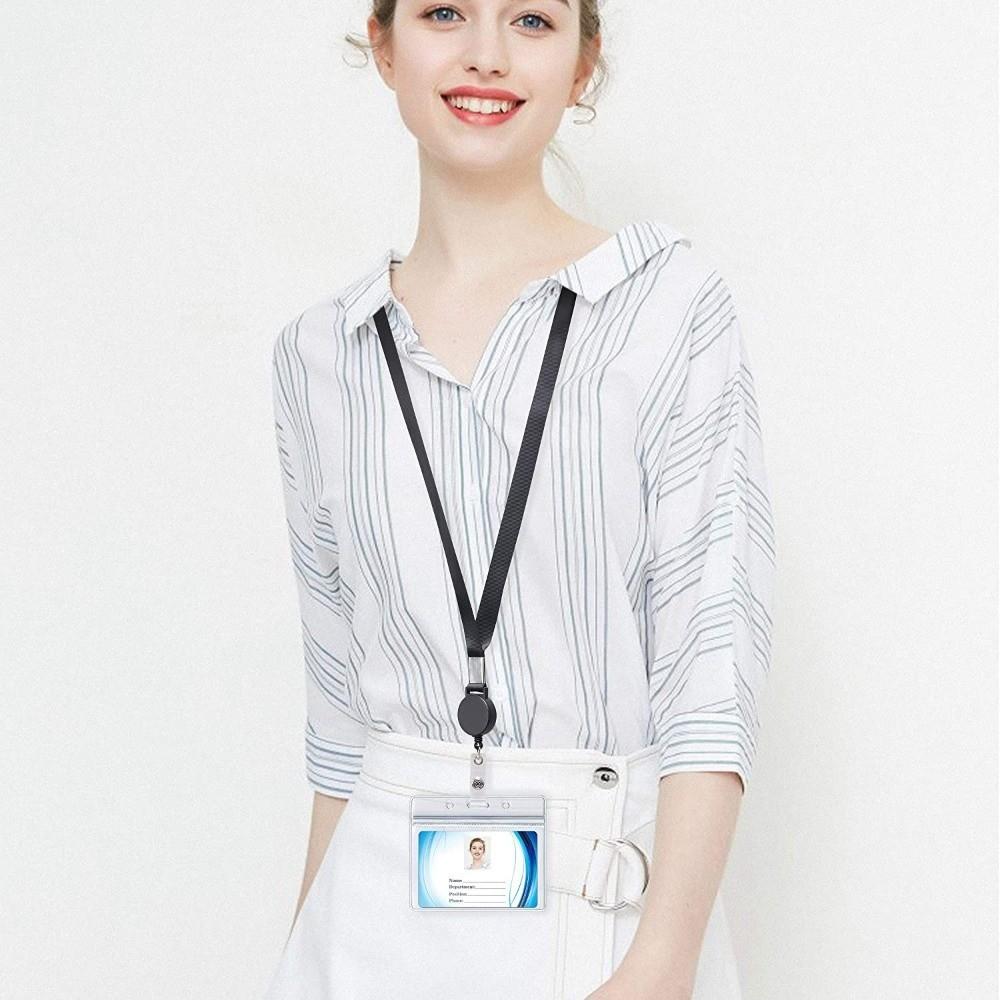 Black Lanyard Work Card Holder Retractable Keychain Key Holder  Nurse Accessories